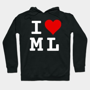 I Love ML | Stylized Abbreviation Heart Logo White Hoodie